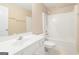 Bathroom features a shower-tub combo and single sink vanity at 625 Aya Cir, Loganville, GA 30052