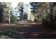 The lot is covered in dry leaves and grass with trees surrounding the buildable area at 1372 Auburn Rd, Dacula, GA 30019