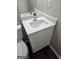 Modern bathroom with white vanity and quartz countertop at 11684 Heritage Dr, Hampton, GA 30228