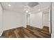 View of the bedroom featuring a ceiling fan, recessed lights, and wood-look flooring at 85 Bloomfield Way, Sharpsburg, GA 30277