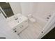 Small bathroom with single vanity, toilet and bathtub at 3278 Greenhill Dr, Villa Rica, GA 30180