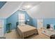 Small bedroom with a single bed and blue walls at 232 Terrane Rdg, Peachtree City, GA 30269