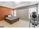 Bedroom with tan carpet, gray walls and a bed with built-in storage underneath at 232 Terrane Rdg, Peachtree City, GA 30269