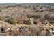 Aerial view showcasing a neighborhood with houses nestled amongst the trees at 811 Somersby Dr, Dallas, GA 30157