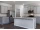 Modern kitchen with gray cabinets and granite countertops at 157 Aster Ave, Locust Grove, GA 30248