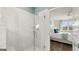 Walk in shower with glass enclosure and marble tile at 603 Parnassus Rd, Locust Grove, GA 30248
