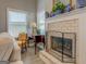 Fireplace detail showcasing mantle decor and adjacent desk area, creating a warm and inviting living space at 4128 Pemberton Dr, Covington, GA 30014