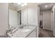 Bathroom with single vanity and granite countertop at 3170 Fareed St, Douglasville, GA 30135