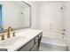 Clean bathroom with bathtub, shower, and updated vanity at 13 Forest Ridge Ct, Sandy Springs, GA 30350