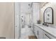 Elegant bathroom with marble floors, white cabinets, and a glass-enclosed shower at 0 Pinegate Way, Sharpsburg, GA 30277