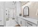 Contemporary bathroom with white cabinets, marble floors and modern fixtures at 0 Pinegate Way, Sharpsburg, GA 30277