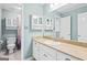 Bathroom with vanity, shower, and toilet at 180 Rock Hill Dr, Fayetteville, GA 30215