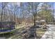 A spacious backyard with a trampoline, trailer, treehouse, and covered parking on a sunny day at 730 N Bethany Rd, Mcdonough, GA 30252