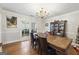 Elegant dining room featuring hardwood floors, a chandelier, and built-in hutch at 730 N Bethany Rd, Mcdonough, GA 30252