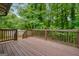 Wooden deck overlooking a wooded backyard at 943 Lake Drive Ter, Stone Mountain, GA 30088