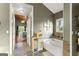 Main bathroom with soaking tub, double vanity and view of the bedroom at 241 Hosannah Rd, Locust Grove, GA 30248