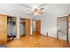 Bedroom with hardwood floors, double door closet and access to bathroom at 200 Old Stagecoach Dr, Stockbridge, GA 30281