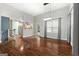 Dining room with hardwood floors and pendant lighting at 123 Line Creek Way, Sharpsburg, GA 30277