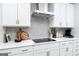 Modern white kitchen with gray backsplash, stainless steel range hood, and sleek countertops at 740 Ocmulgee Xing, Locust Grove, GA 30248