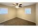 Bedroom with ceiling fan and neutral carpeting at 4037 Regent St, Douglasville, GA 30134