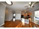 Eat-in kitchen with island and hardwood floors at 4879 Pinnacle Dr, Stone Mountain, GA 30088