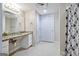 Basement bathroom with granite vanity and tiled floor at 145 Havenbrooke Ct, Fayetteville, GA 30214