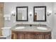 Bathroom with granite countertop, double sinks and modern fixtures at 3252 Clairmont North Ne, Brookhaven, GA 30329