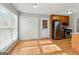 Kitchen with stainless steel appliances and laminate floors at 633 Westbridge Rd, Fayetteville, GA 30214
