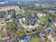 Aerial view showing townhouses, parking, and a pool at 6036 Regent Mnr, Lithonia, GA 30058