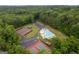 Aerial view of community amenities featuring a pool, tennis courts, and playground at 6667 Ridge Moore Dr, Peachtree Corners, GA 30360