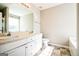 Double vanity bathroom with a garden tub and shower at 221 Stagecoach Pass, Temple, GA 30179