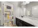 Clean bathroom, featuring a vanity with a marble countertop and shower at 120 Emerson Trl, Covington, GA 30016