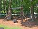 Community playground area with a tire swing on wood chip ground for added safety at 215 Kingswood Dr, Fayetteville, GA 30215