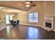 Dining area with hardwood floors and fireplace at 901 Arbor Way, Mcdonough, GA 30253