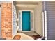 Teal front door entrance with sidelights at 901 Arbor Way, Mcdonough, GA 30253
