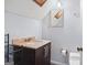 Small bathroom with granite vanity and toilet at 6051 Reynolds Rd, Morrow, GA 30260