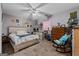 Bright bedroom with carpeted floor, a queen-size bed, and ample storage at 304 Slaughter Rd, Hampton, GA 30228