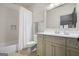 Cozy bathroom with modern vanity, neutral colors, and a bathtub-shower combination at 147 Hubbard Rd, Woodstock, GA 30188