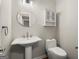 Updated powder room with pedestal sink and white fixtures at 3509 Billingsley Dr, Marietta, GA 30062