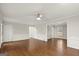 Open concept living room with hardwood floors and neutral wall colors at 3509 Billingsley Dr, Marietta, GA 30062