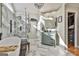 Well-lit bathroom boasting glass shower, soaking tub, marble accents, and ample storage at 230 Hedgewick Way, Tyrone, GA 30290