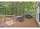 Spacious wooden deck with outdoor seating, barbecue grill, and scenic backyard views at 230 Hedgewick Way, Tyrone, GA 30290