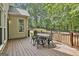 Spacious deck with outdoor seating and wooden railing overlooking the backyard at 230 Hedgewick Way, Tyrone, GA 30290
