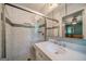 Modern bathroom with glass-enclosed shower, white tile, and updated vanity at 3170 Ebenezer Rd, Marietta, GA 30066