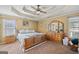 Cozy bedroom offers a ceiling fan, large window for natural light, and neutral carpeting at 232 Taylors Farm Dr, Canton, GA 30115
