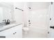 Bathroom with granite vanity, single sink and bathtub at 69 Oakhurst Trl, Sharpsburg, GA 30277