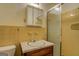 Clean bathroom with a shower and a vanity with sink at 155 Island Shoals Rd, Covington, GA 30016