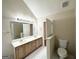 Bathroom with double vanity, toilet and access to another room at 1134 Wagon Trce, Douglasville, GA 30134
