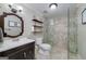 A luxurious bathroom featuring a glass-enclosed shower and modern vanity at 37 Highcrest Dr, Acworth, GA 30101