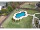 Aerial view of private in-ground pool with patio and fenced yard at 37 Highcrest Dr, Acworth, GA 30101